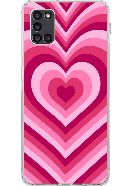 Samsung Galaxy A31 Uyumlu Şeffaf Kılıf Kalp 1 Tasarımlı