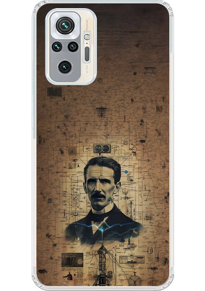 Xiaomi Redmi Note 10 Pro Uyumlu Şeffaf Kılıf Tesla Tasarımlı