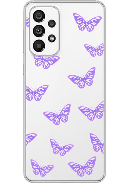 Samsung Galaxy A73 Uyumlu Şeffaf Kılıf Kelebek 4 Tasarımlı