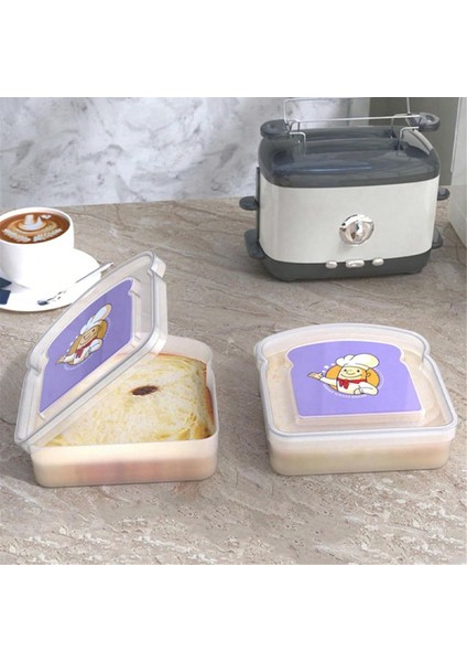 Tekrar Kullanılabilir Sandviç Kabı Mühürlü Gıda Kabı Şeffaf Ekmek Kutusu Gıda Taşınabilir Tost Sandviç Kutusu B (Yurt Dışından)