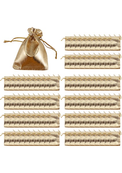 100 Adet Altın Varak Organze Çanta Şeker Hediye Çantaları Noel Dekorasyonu Düğün Partisi Hediyelik Kese Hediye Paketleme Çantaları Bağcıklı Kese 7X9CM (Yurt Dışından)