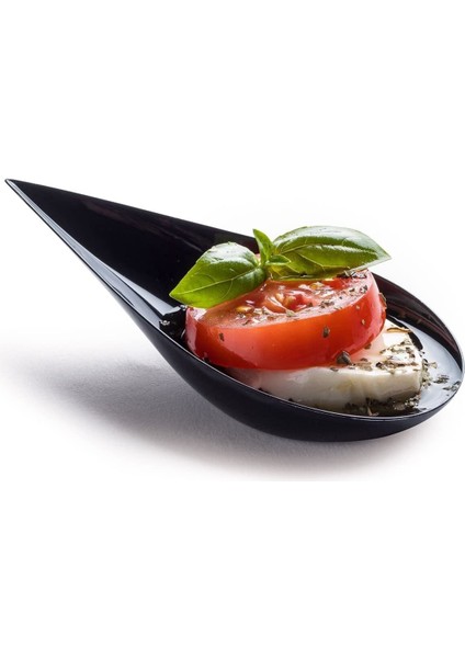 100 Damla Mini Meze Tabağı - Mini Tatlı Tabakları Tadım Kaşıkları Plastik Mini Kaşıklar Tatlı Kaşığı Kaseleri, Siyah (Yurt Dışından) modelleri