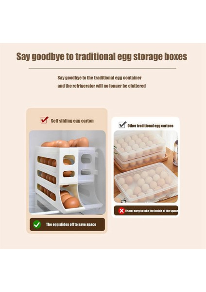 Buzdolabı Için 4 Katlı Yumurta Tutucu, Buzdolabı Için Yumurta Tutucu, Yumurta Dağıtıcı Otomatik Yuvarlanan Yumurta Tepsisi Depolama 30 Yumurta Beyazı (Yurt Dışından)