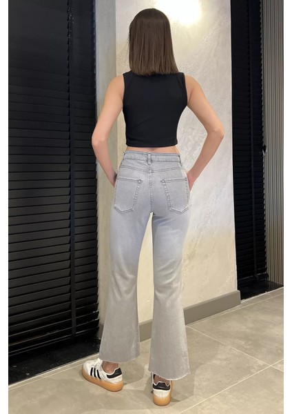 Kesik Paça Yüksek Bel Kadın Jean Kot Pantolon P-00015016 modelleri