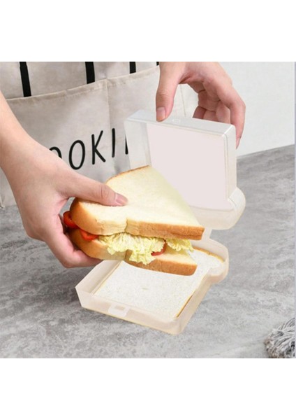 Tekrar Kullanılabilir Sandviç Kabı Mühürlü Gıda Kabı Şeffaf Ekmek Kutusu Gıda Taşınabilir Tost Sandviç Kutusu A (Yurt Dışından)