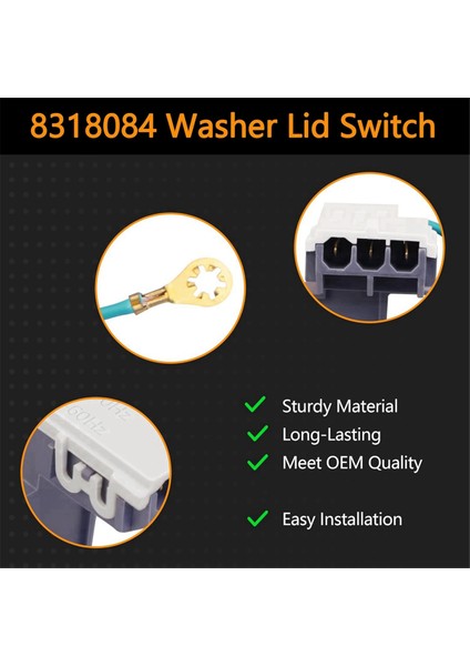 8318084 Whirlpool Roper Estate Amana Çamaşır Makinesi Için Çamaşır Makinesi Kapağı Anahtarı Yedek Parçası, WP8318084 WP8318084VP'YI Değiştirir (Yurt Dışından) fiyatları