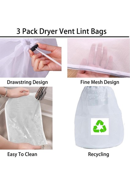 3 Paket Kurutma Makinesi Havalandırma Lint Torbaları, Iç Mekan Dış Mekan Kurutma Makinesi Havalandırmaları Için Lint Tuzakları, Lint Toz Torbası Lint ve Tozu Yakalar (Yurt Dışından)