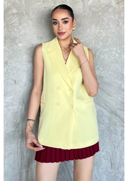 Kruvaze Yaka Astarlı Kadın Yelek P-00017452