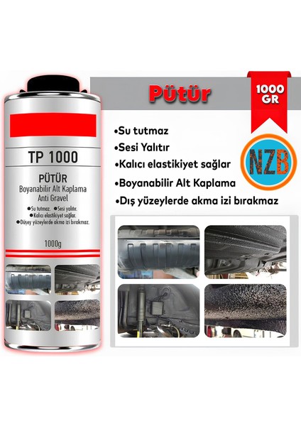 Pütür 1 kg Araç Araba Çamurluk Taş Darbe Koruma Su Tutmaz Ses Yalıtımlı Boyanabilir Kaplama 1000 gr