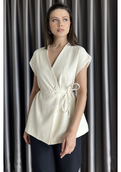 Kadın Astarlı Keten Yelek P-00017457 fiyatları