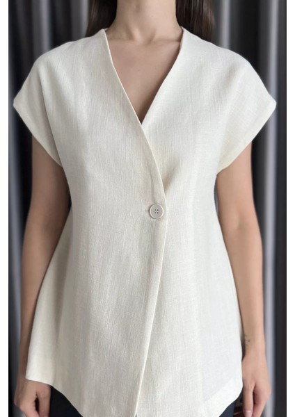 Kadın Astarlı Keten Yelek P-00017457 fırsatları