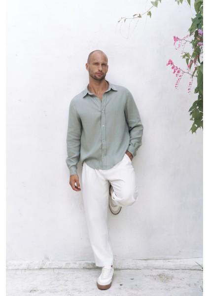 Bice Mint Keten Oversize Erkek Gömlek fiyatları