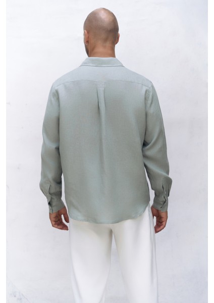 Bice Mint Keten Oversize Erkek Gömlek indirimleri