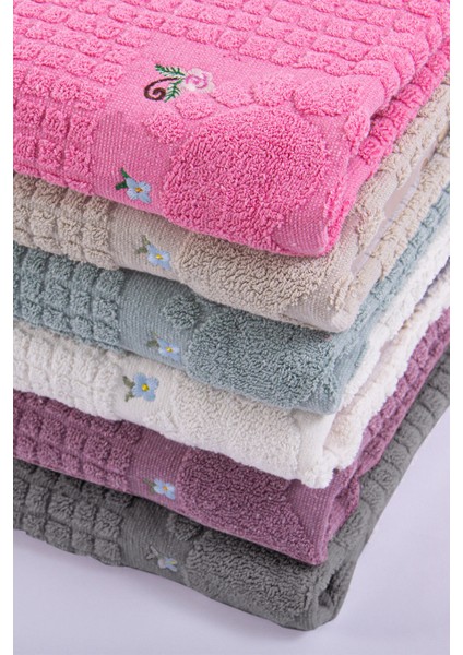 Banyo Çiçekli Pamuklu Ayak Havlusu 50X70CM Antrasit 2'li