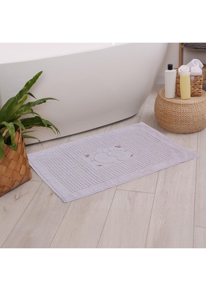 Banyo Çiçekli Pamuklu Ayak Havlusu 50X70CM Gri 2'li modelleri