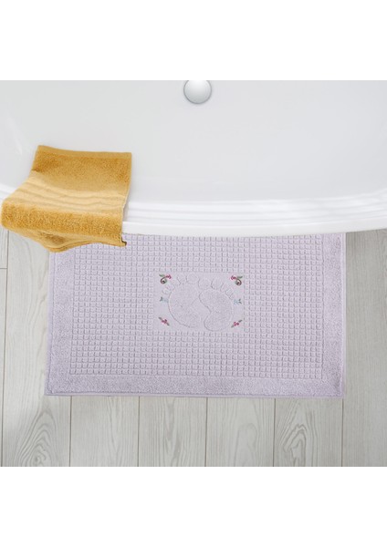 Banyo Çiçekli Pamuklu Ayak Havlusu 50X70CM Gri 2'li fırsatları