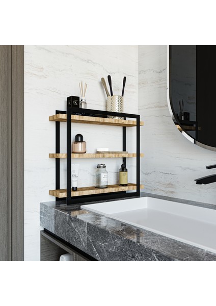Mutfak Banyo Rafı 3 Raflı Metal Çerçeveli