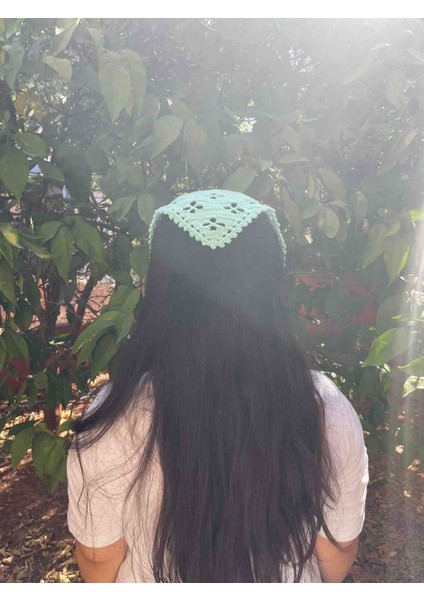 Örgü Bandana, El Örgüsü Desenli Üçgen Bandana, Yazlık Bandana modelleri