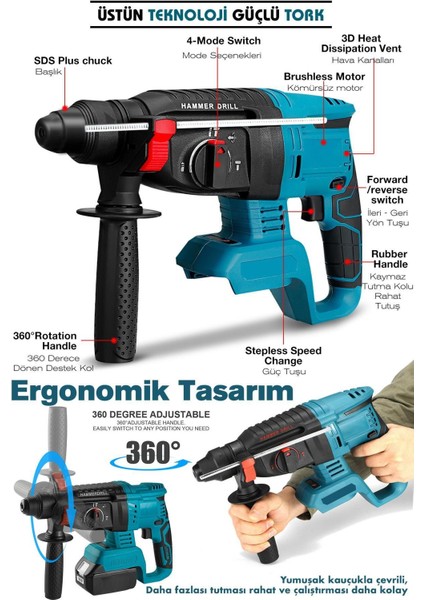 21V Çift Akülü Darbeli Kırıcı ve Delici, 2-26MM, Kompakt ve Güçlü Tasarım fiyatları