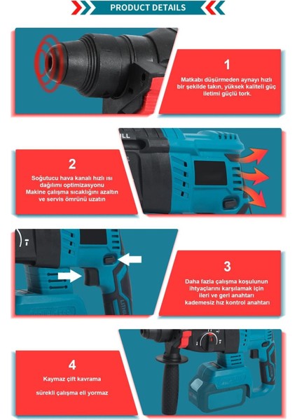 21V Çift Akülü Darbeli Kırıcı ve Delici, 2-26MM, Kompakt ve Güçlü Tasarım modelleri