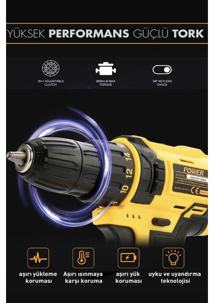 Çift Akülü Metal Şanzımanlı Matkap ve Vidalama Seti, 24 Parça, 5 Ah, Güçlü ve Dayanıklı modelleri