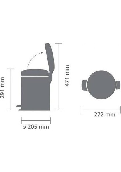 Newicon Fpp Mat Steel Pedallı Çöp Kutusu 5 Lt