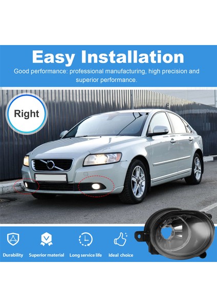 Araba Sis Lambası Ön Tampon Sis Lambası Işık Muhafazası (Ampuller Olmadan) 30764931 Volvo S40 V50 2008-2012 Sağ (Yurt Dışından) fırsatları