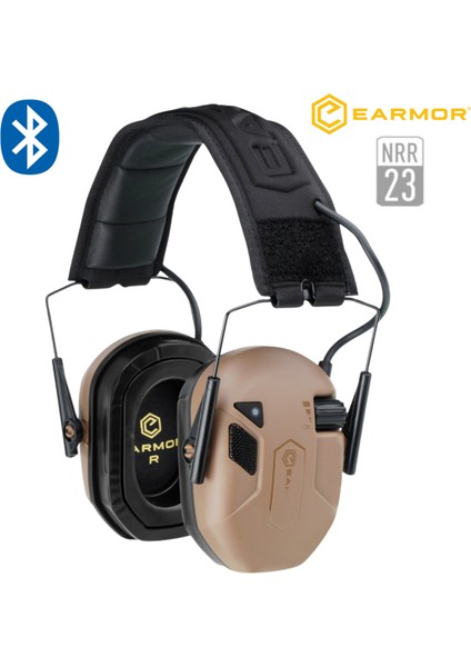 M300T Bluetooth Elektronik Atış Kulaklığı Kulak Koruma (Cayote Brown) Siyah M300T-BK