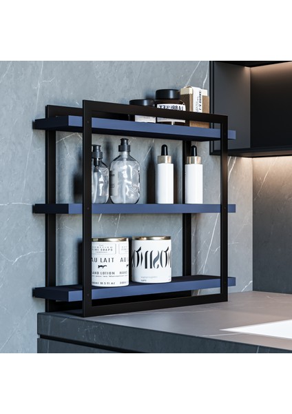 Mutfak Banyo Rafı 3 Raflı Metal Çerçeveli