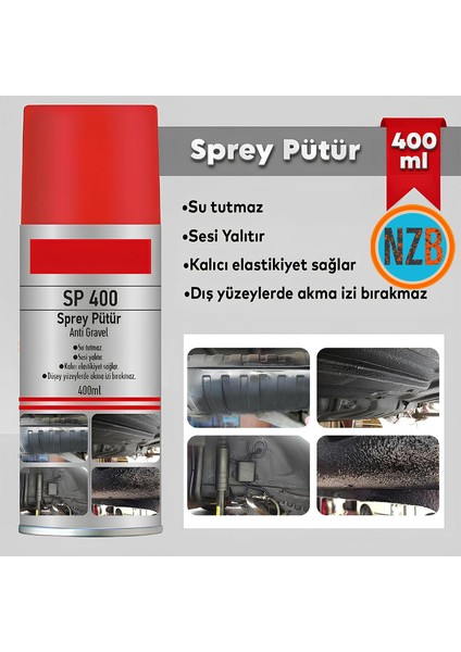 Anti Gravel Sprey Pütür Su Tutmaz Ses Yalıtımlı Boyanabilir Kaplama Araç Araba Çamurluk Koruma 400ML