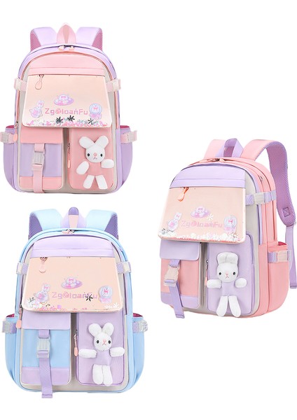 Tavşan Kız Öğrenci Okul Çantası Kalın Sırt Çok Katmanlı Depolama Sınıflandırılmış Rahat Sırt Çantası Su Geçirmez Karikatür Kız Sırt Çantası (Yurt Dışından)