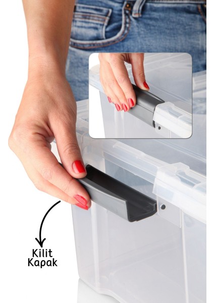 3'lü Set Kilit Kapaklı Çok Amaçlı Şeffaf Saklama Kutusu modelleri