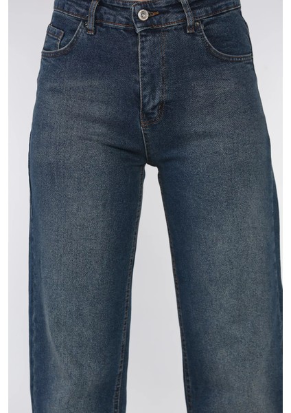 Kadın Kesik Paça Palazzo Jean Kot Pantolon P-00017266 fırsatları