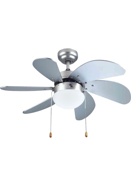 Vanti 60W E27 6 Kanatlı Avizeli Silver Gümüş Tavan Vantilatörü KCF282