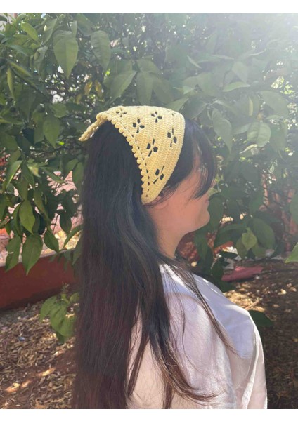 Örgü Bandana, El Örgüsü Desenli Üçgen Bandana, Yazlık Bandana indirimleri