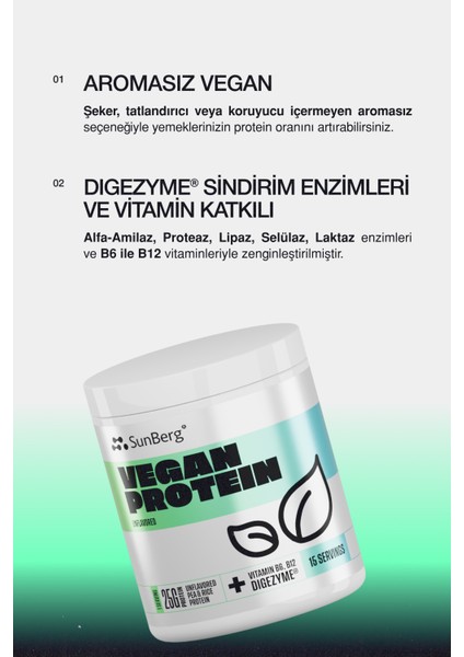 Vegan Protein Aromasız 450 gr - 15 Servis