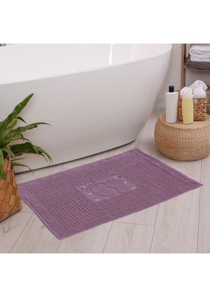 Banyo Çiçekli Pamuklu Ayak Havlusu 50X70CM Mor 2'li modelleri