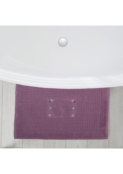Banyo Çiçekli Pamuklu Ayak Havlusu 50X70CM Mor 2'li fırsatları