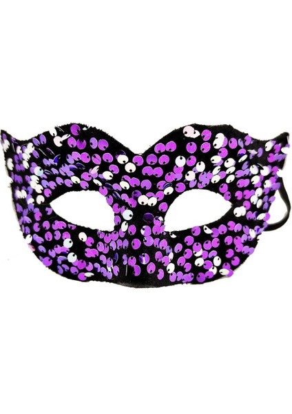 Nessiworld Mor Renk Arkadan Lastikli Pul Payet İşlemeli Balo After Parti Maskesi modelleri