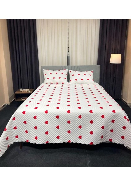 Kalpli Beyaz Yatak Örtüsü Takımı 200X240CM