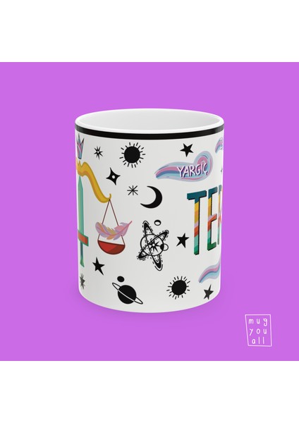 Terazi Burcu Libra Astroloji Temalı Özel Çizim Tasarım Hediyelik Porselen Kahve Kupası modelleri