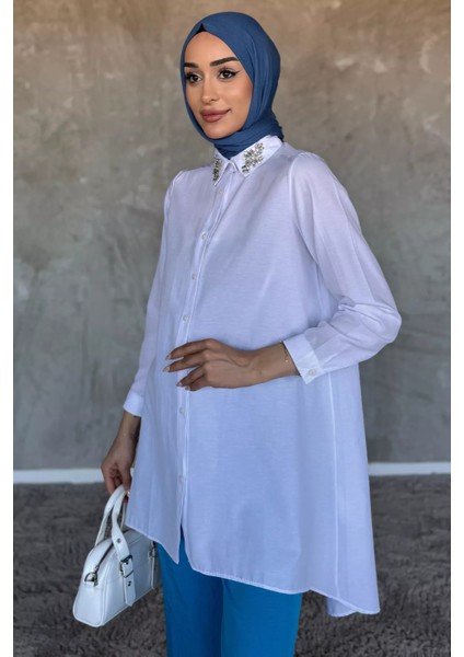 Yaka Taş Detaylı Tesettür Tunik P-00017687