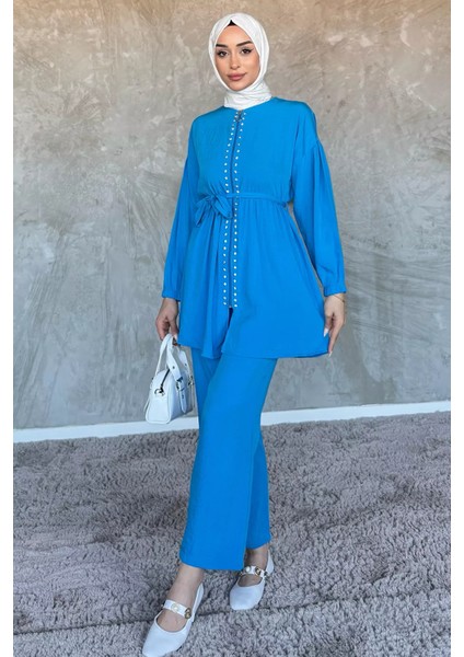 Taş Detaylı Tesettür Tunik Pantolon Ikili Takım P-00017618