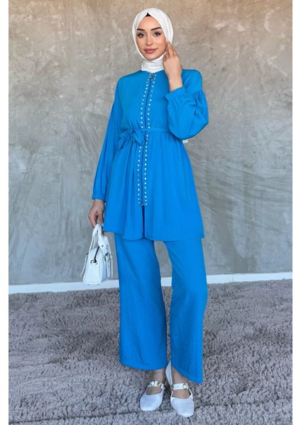 Taş Detaylı Tesettür Tunik Pantolon Ikili Takım P-00017618
