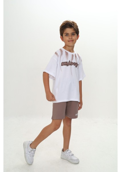 Erkek Çocuk Shadowy Baskılı Şortlu Takım modelleri