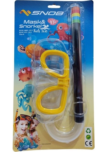 Snob Kartelada Çocuk Maske Şnorkel Seti 3+ (Sarı)