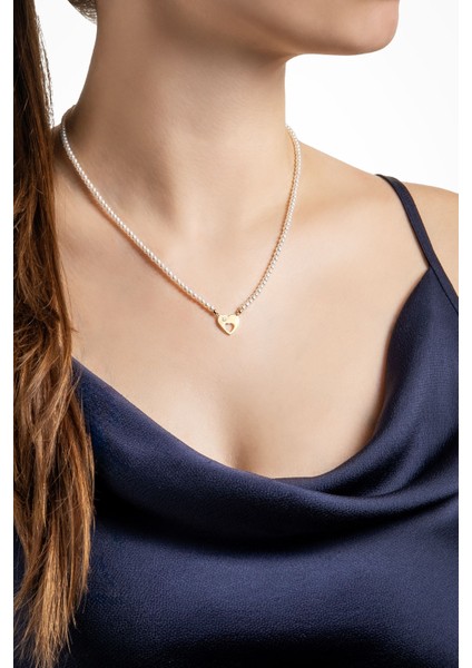 Diamond Collection 14 K Sarı Altın 0.03 Karat Pırlanta Doğal Inci Kolye