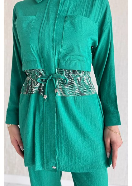 Dantel Garnili Fermuarlı ve Çıtçıtlı Tesettür Tunik Pantolon Ikili Takım P-00017629 modelleri