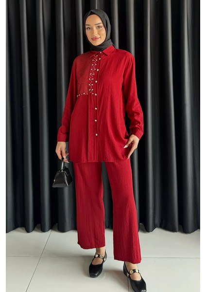 Dantelli Taşlı Tesettür Tunik Pantolon Ikili Takım P-00017622 fiyatları