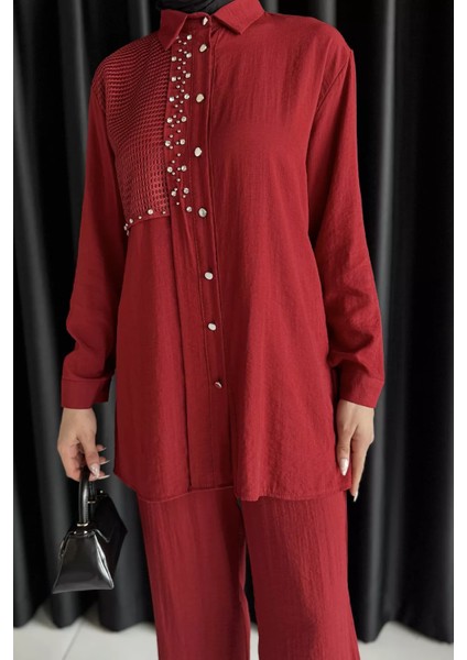 Dantelli Taşlı Tesettür Tunik Pantolon Ikili Takım P-00017622 modelleri